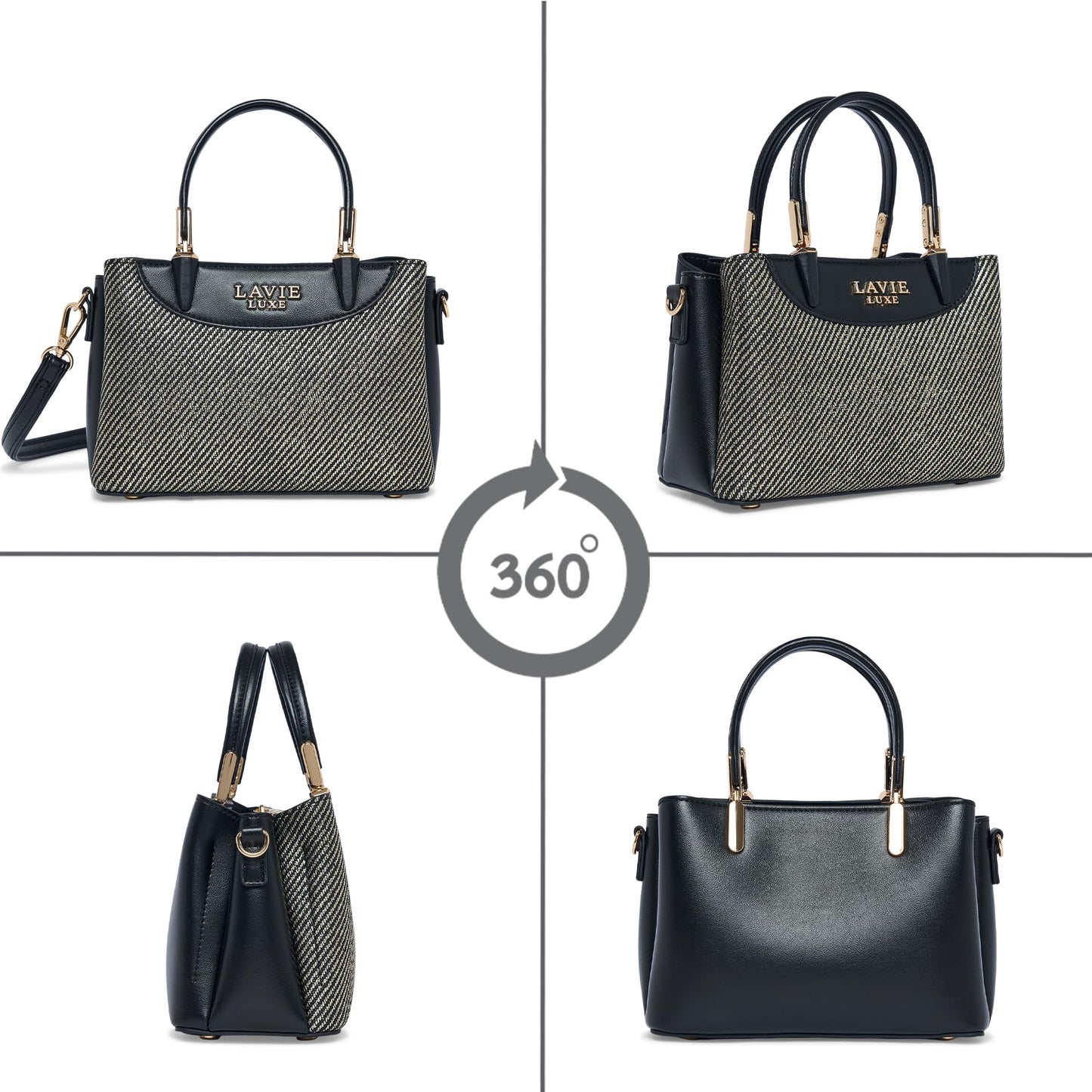 Lavie Luxe Women's Glam Bella 3 Comparment Tote Handbag | Tote Bag For Work | Ladies Purse | Stylish Shoulder Bag | Gift For Women