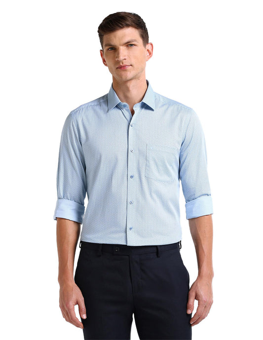 ARROW Men's Floral Fitted Shirt (ARAISH0523_ME. Blue