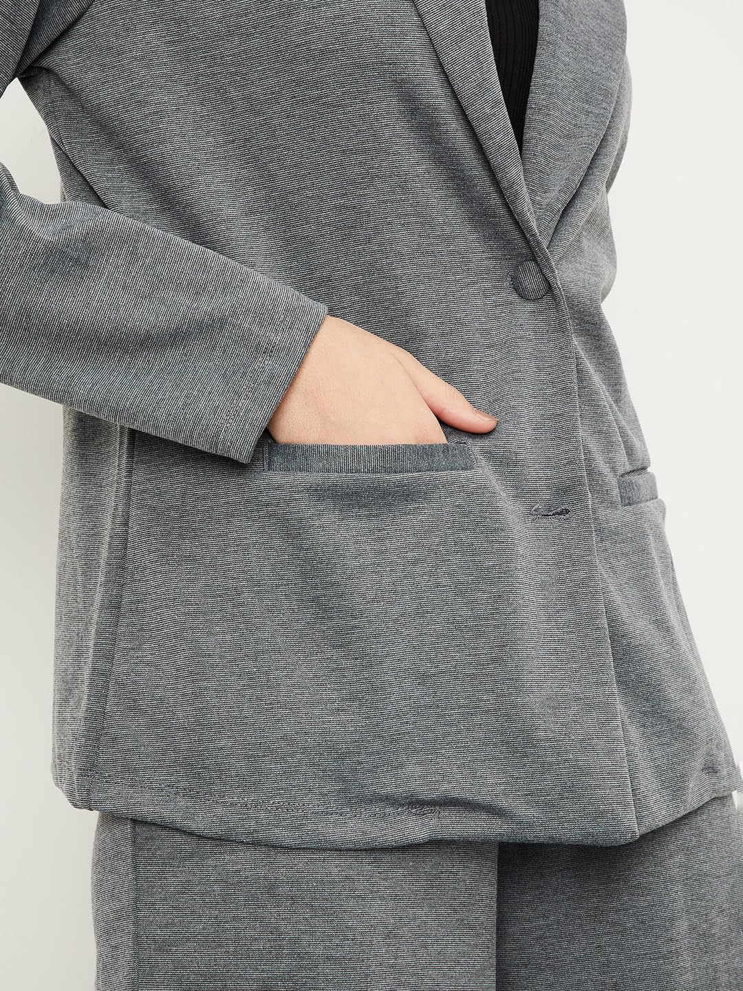 Max Women's Classic Blazer (EM03_Grey Melange_M