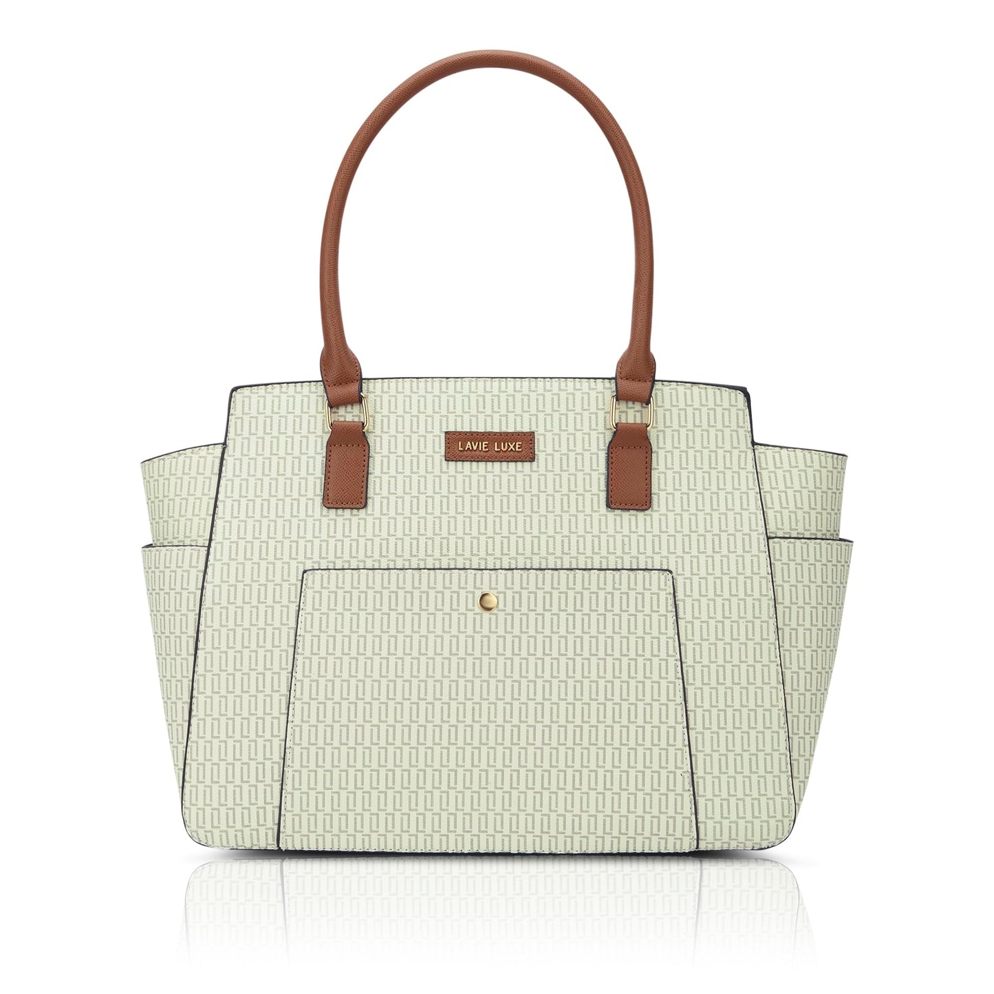 Lavie Luxe Women's Mono Kelly Monogram Print Tote Laptop Handbag for Women | Fits Upto 15 Inch Laptop | Tote Laptop Bag for Work | Ladies purse | Stylish Shoulder Bag | Gift For Women