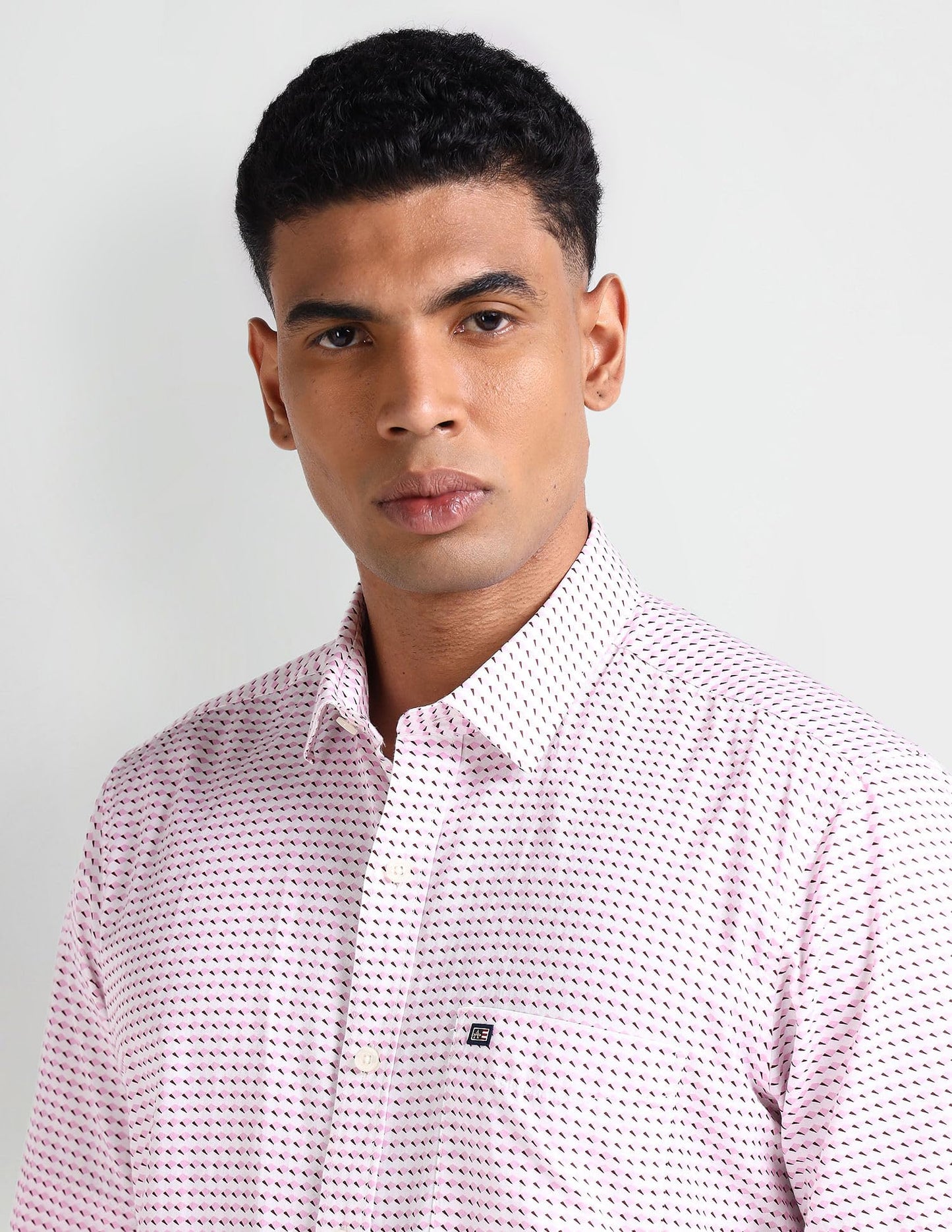 Arrow Short Sleeve Geometric Print Shirt Light Green