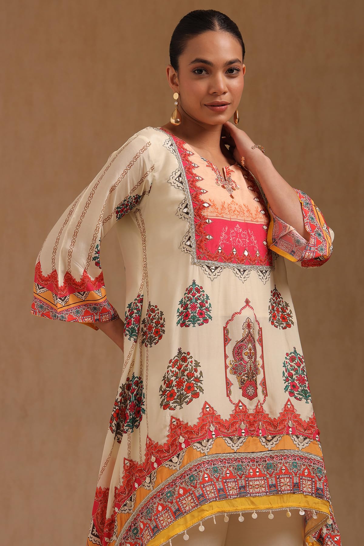 Soch Womens Muslin Ethnic Motifs Co-Ord Set With Mirror Work