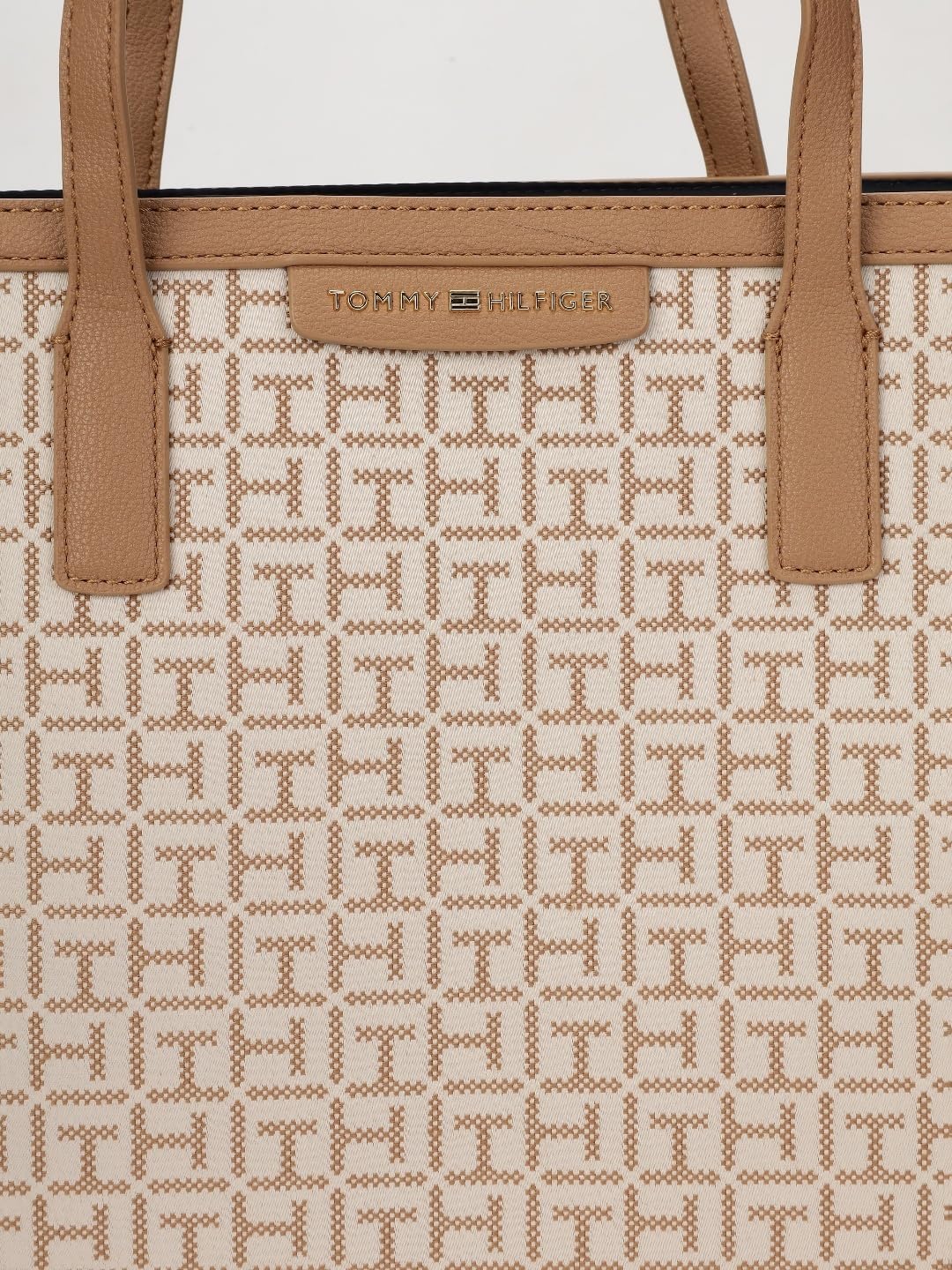 Tommy Hilfiger Logo Brown Polyester Tote Bag