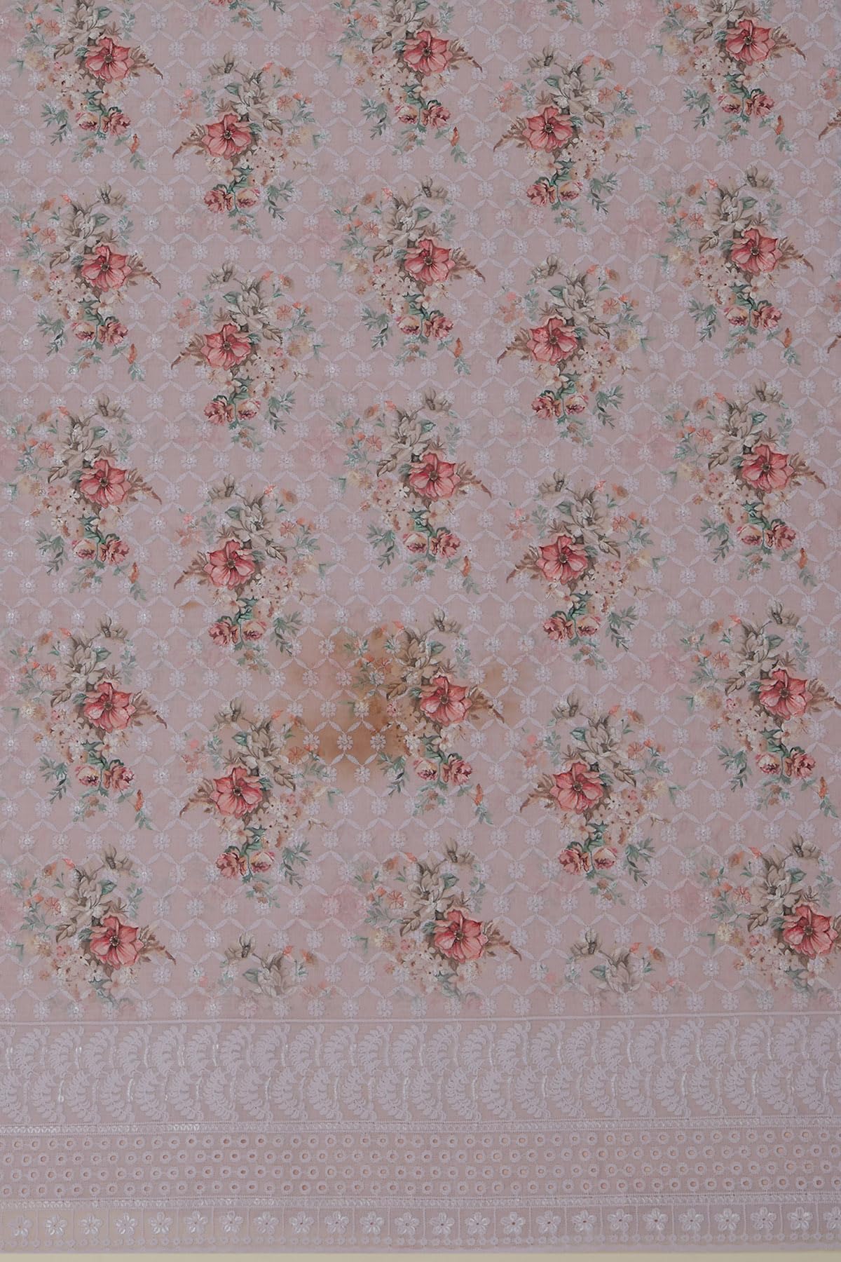 Soch Womens Blush Pink Cotton Floral Print Unstitched Dress Material With Thread Work