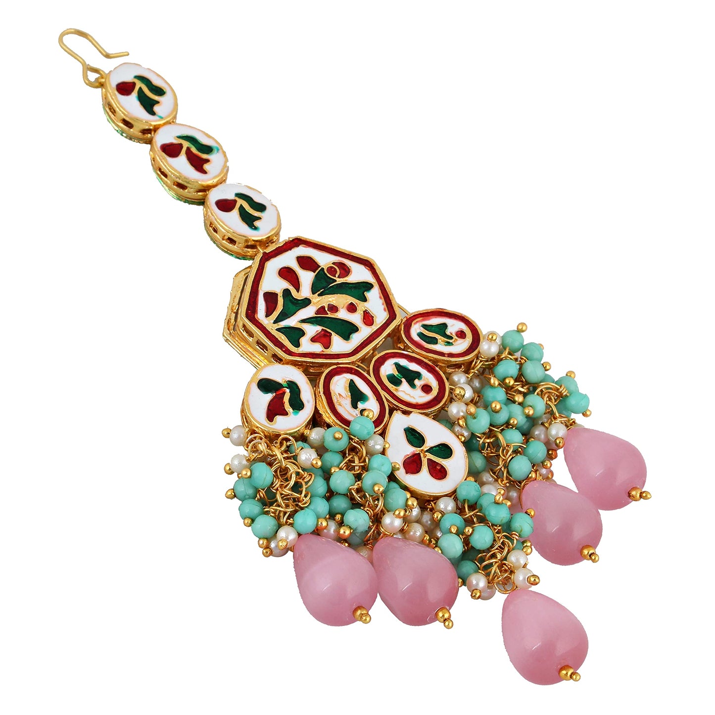 Lucky Jewellery Meenakari 18K Gold plated Multi color Uncut dibbi Kundan Combo Necklace Set