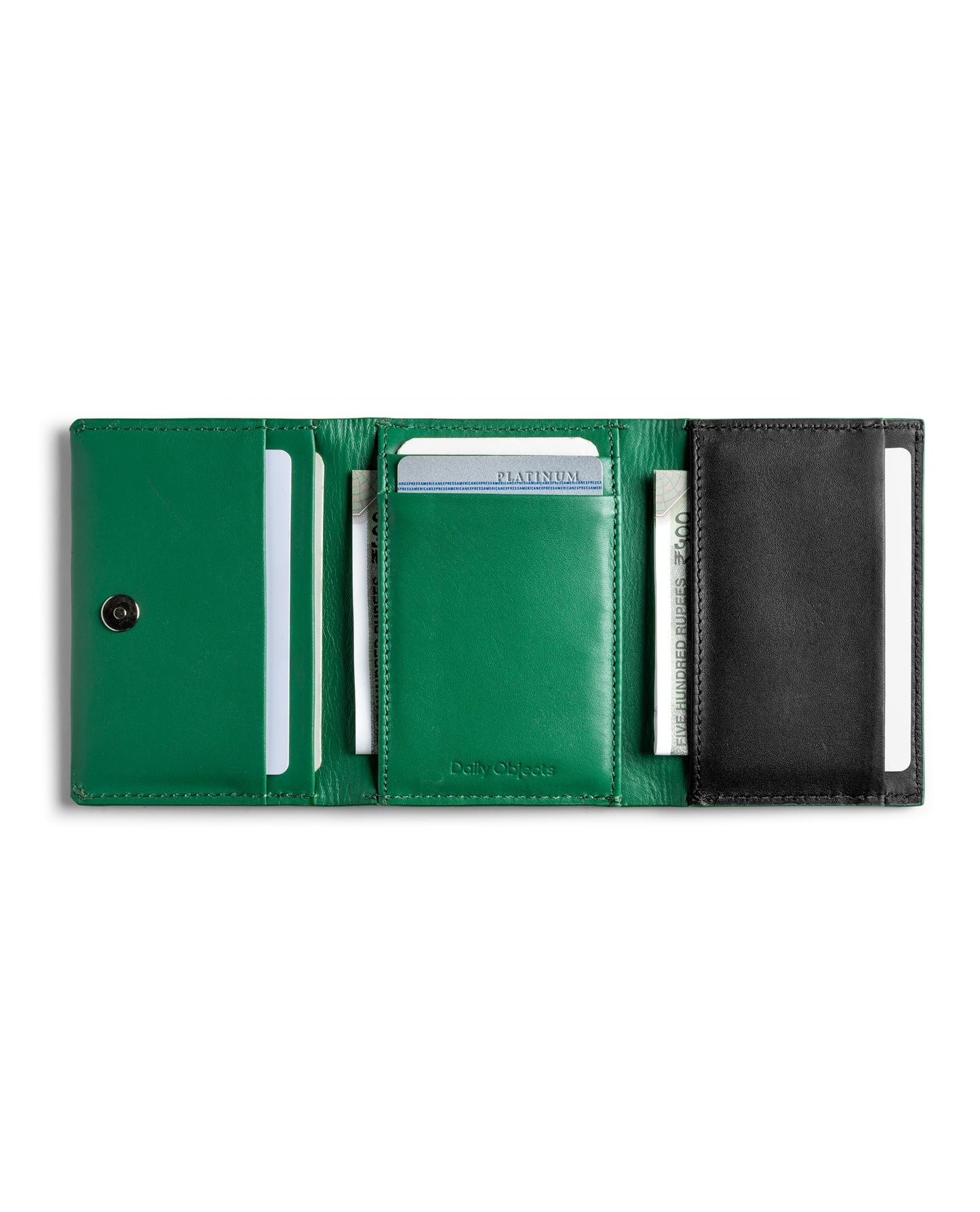 DailyObjects Green Even Wrap Card Wallet | Men Women | Premium Design | Full-Grain Leather | Handcrafted | Card Holder | 8 Cards Slots | Dual-Tone Colorways | Magnetic Closure