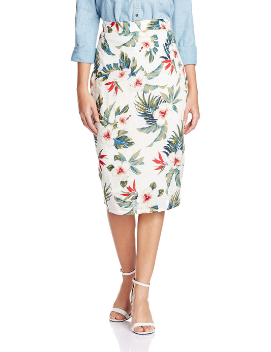 Miss Chase Women's Multicolored Mid Rise Floral Printed Pencil Skirt