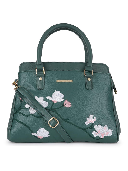 LAPIS O LUPO Flower Embroidery Women Handbag (Green)