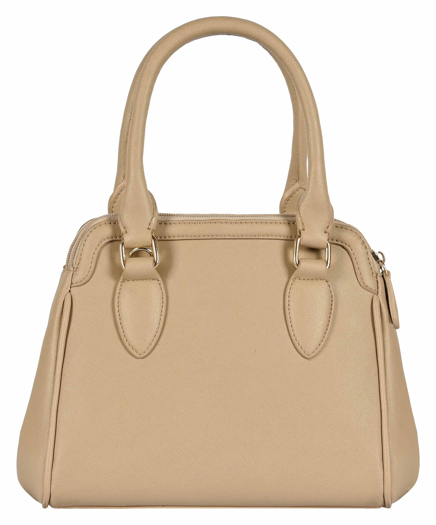 eske Benito Vegan Leather Handbag, Dual Compartment, Magnetic Snap Closure, Textured Saffiano Finish (Stone)