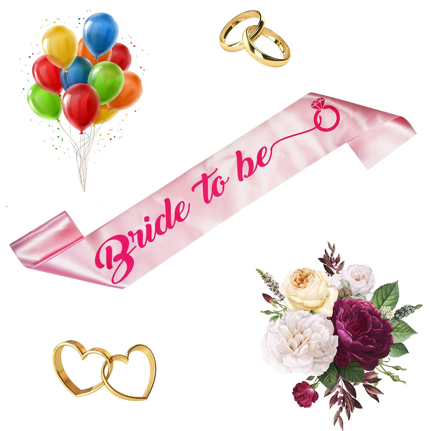 Decofy Bride Crown and Sash Combo | Bride to Be Sash With Tiara Crown Set | Bridal Shower Kit | Gold Crown & Satin Sash | Bachelorette Party Supplies | Bridal Shower Decorations & Wedding Celebration