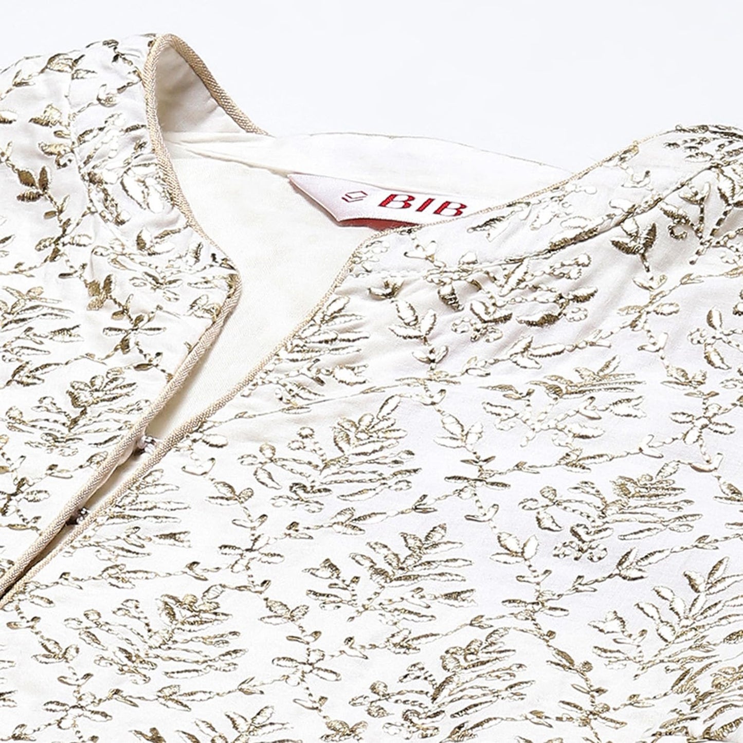 BIBA WOMEN PRINTED RELAXED SALWAR KURTA DUPATTA(SKDKINARI8540_IVORY_40)