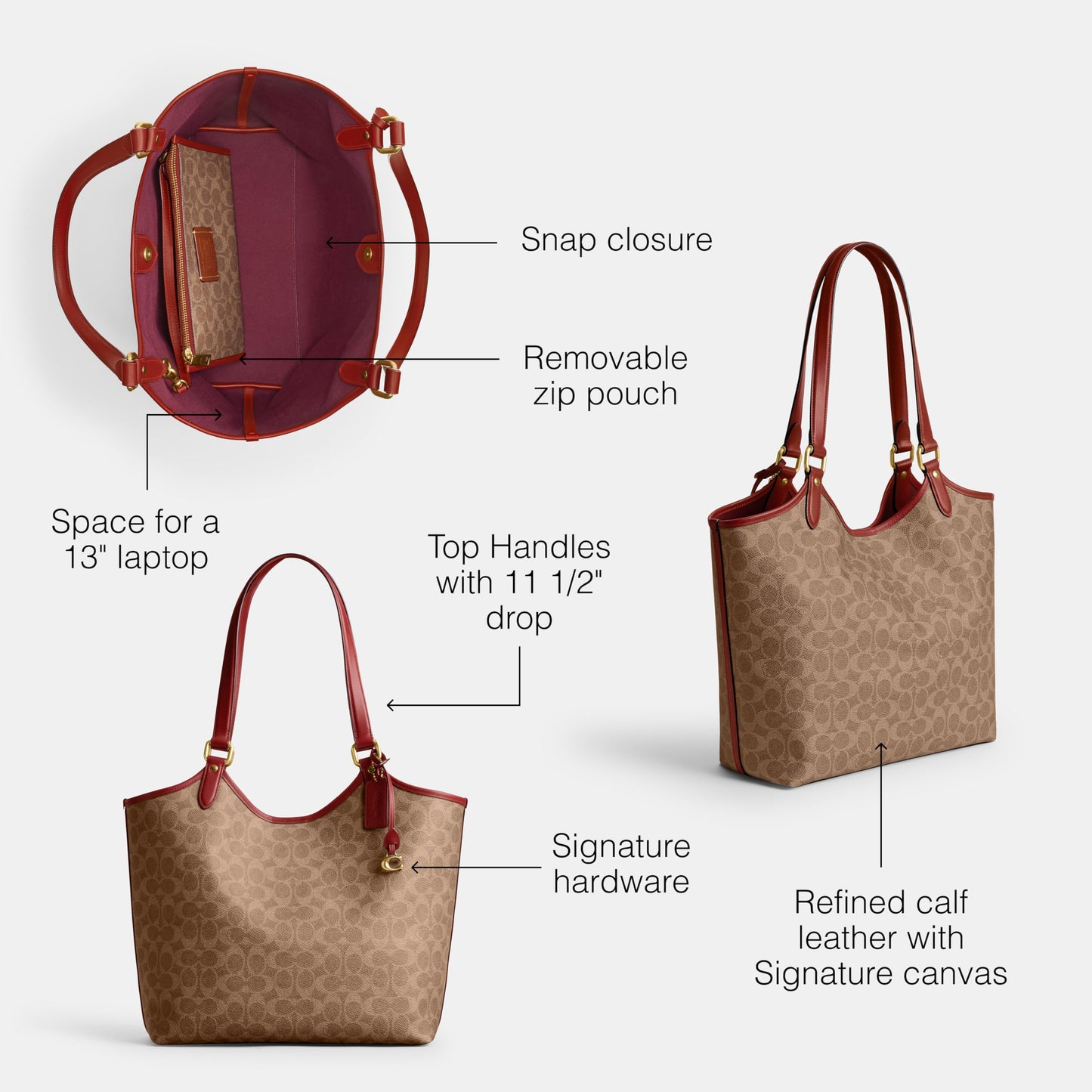 COACH Day Tote, B4/Tan Rust, One Size, Day Tote