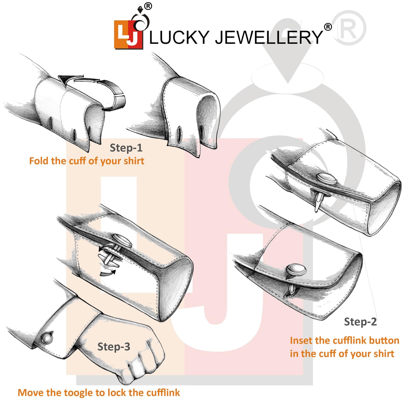 Lucky Jewellery Unique Men Jewelry White Color Stone Gold Plated Sleeve Button Formal Cuff Button Wedding Shirt Button, Suit, Blazer Cufflinks with Matching Tie Pin Gift Set For Men (245-M4C5-DCM38-W)