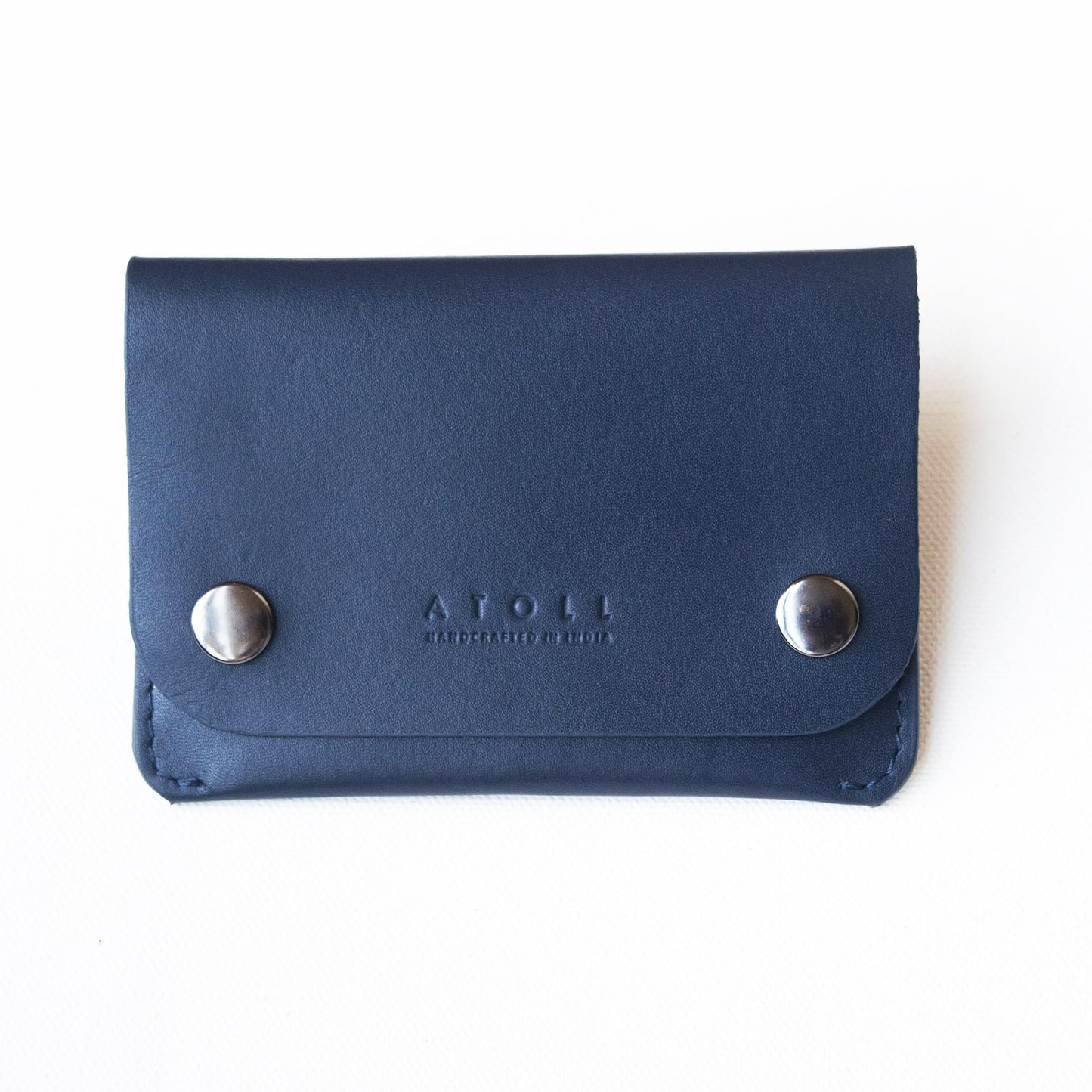 Atoll Leather Wallet for Men, Snap Button Closing, 3 Slots, Compact Credit Card Holder and Cash Compartment