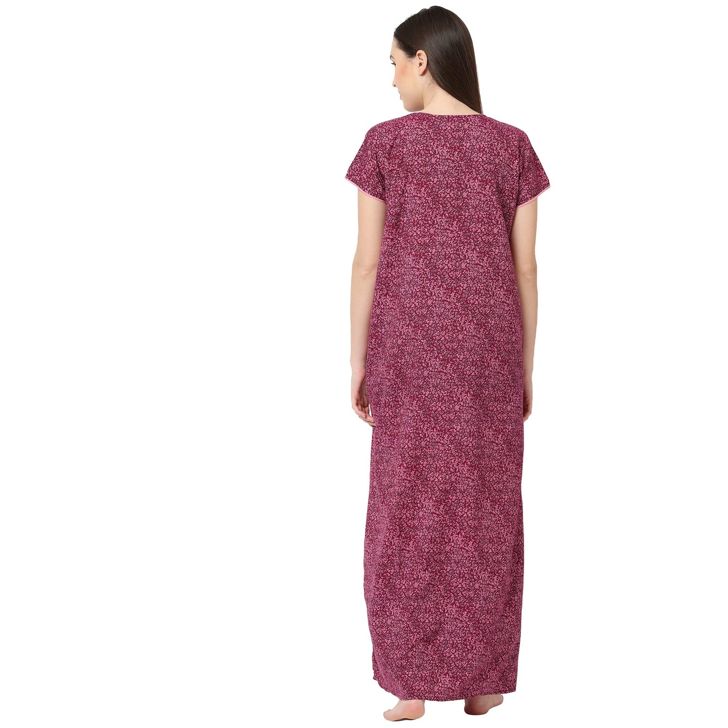 Sweet Dreams Women's Cotton Maxi Casual Regular Nightgown (FF-310915 Pink XL)