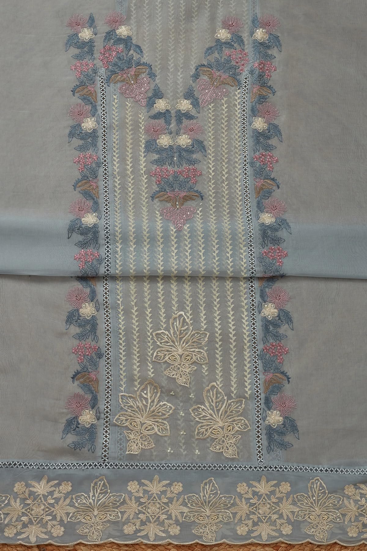 Soch Womens Organza Embroidered Unstitch Dress Material