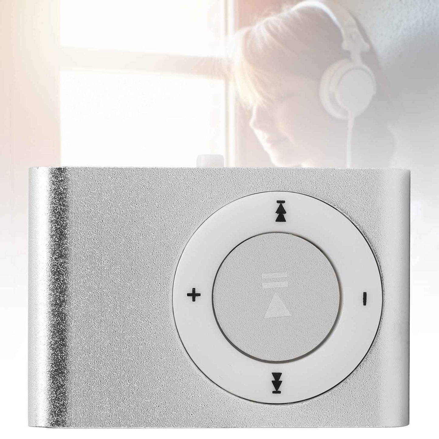 Drumstone 【Summer Season with 15 Years Warranty】 MP3 Player, Back Clip USB Aluminum Alloy Music Player Support Memory Card 250mAh (Silver) Memory Card not included