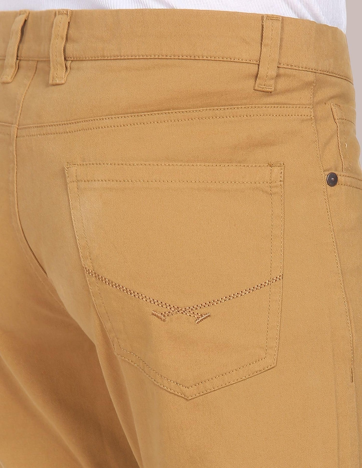 U.S. POLO ASSN. Men's Solid Brandon Regular Fit Mid Rise Casual Trousers (USTROO0269_Khaki_32)