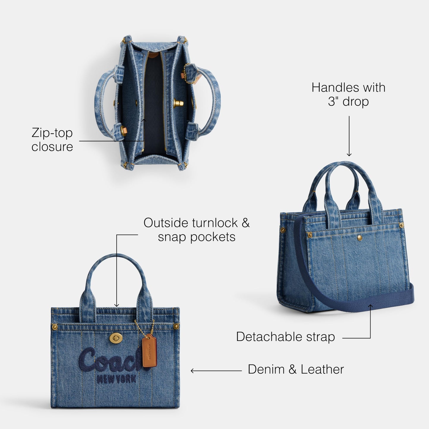 Coach Cargo Tote 20, Indigo, One Size, Cargo Tote 20