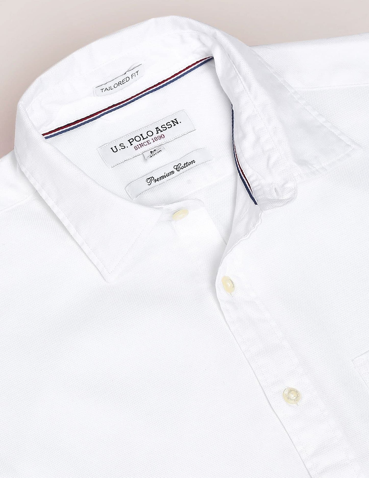 U.S. POLO ASSN. Mens Solid Dobby Fs Regular Fit Shirts (Usshtfx0006_White_M)