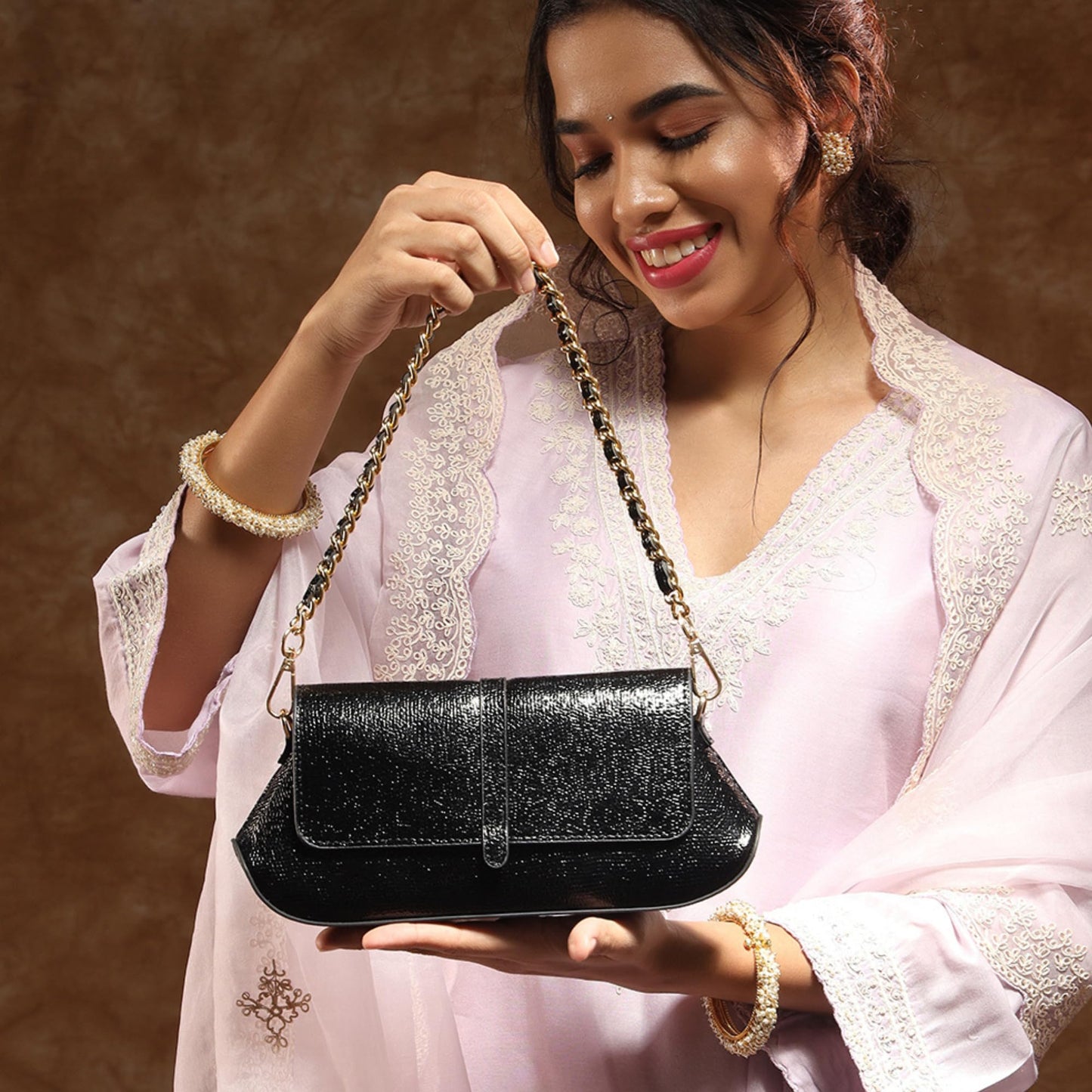 The Gusto Bella - Premium Vegan Leather Sling Bag for Girls/Women | Party Clutch Bag for Women | Small Sling Bag with 3 Card Pockets, 1 Cash Pocket, Magnetic Closure | Stylish Gift for Girls/Women