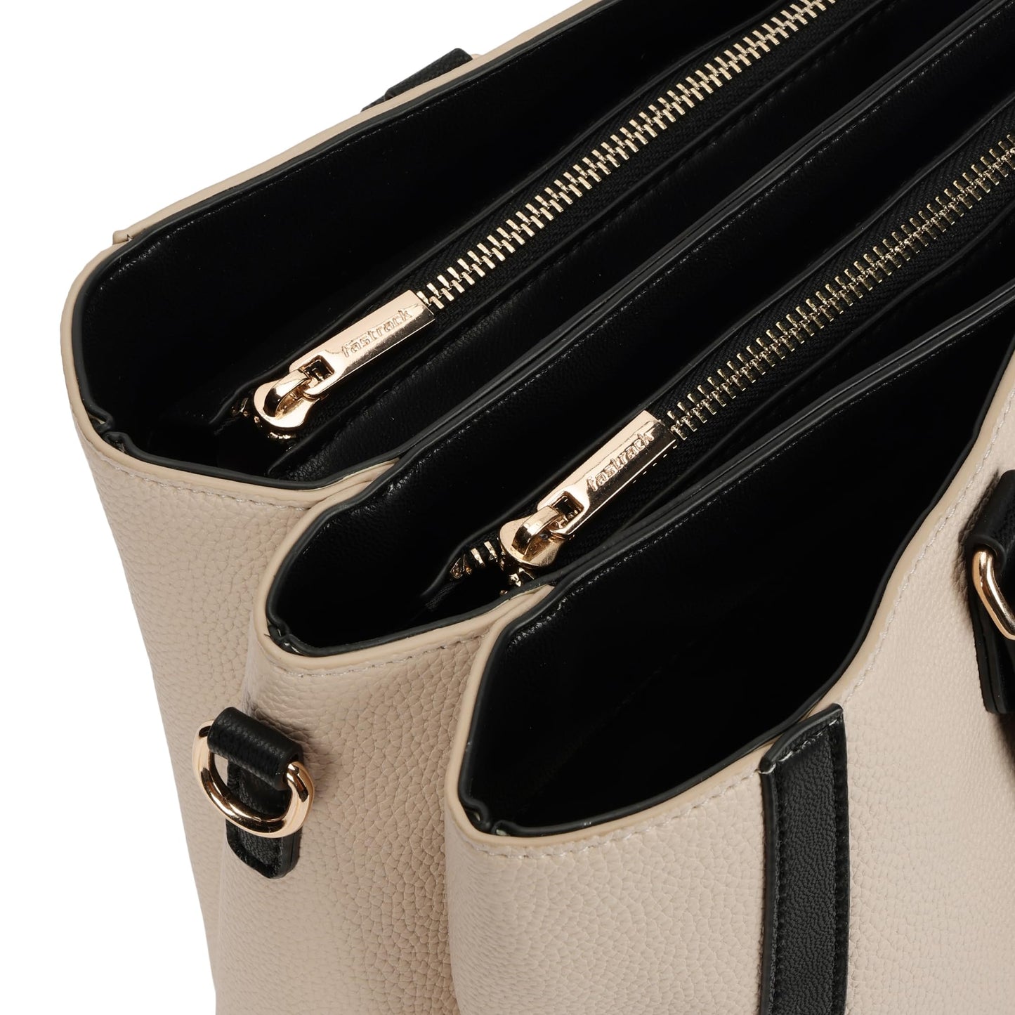 Metro Carry Laptop Tote | Faux-Leather Women's Handbag | white with black Details | 14" Laptop Compatible | Dual Carry Options | Pebbled Texture