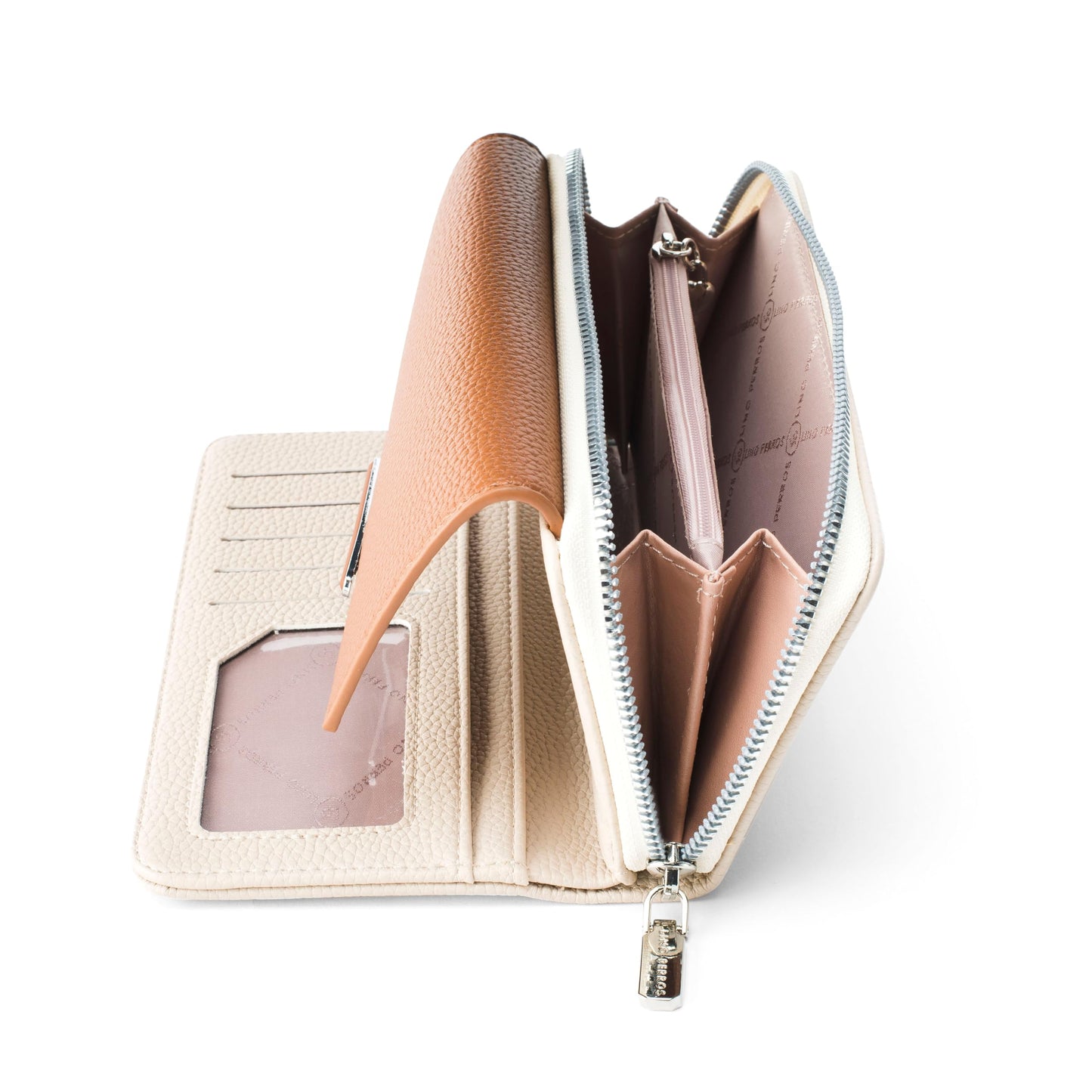 Lino Perros Womens Faux Leather Avril Dual Tone Daily Tan Wallet