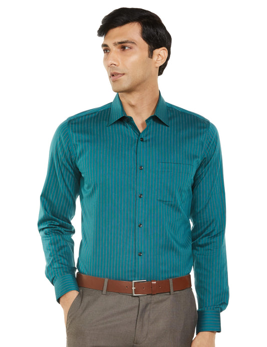 Van Heusen Men's Slim Fit Shirt (VHSFMSLBV74720_Teal