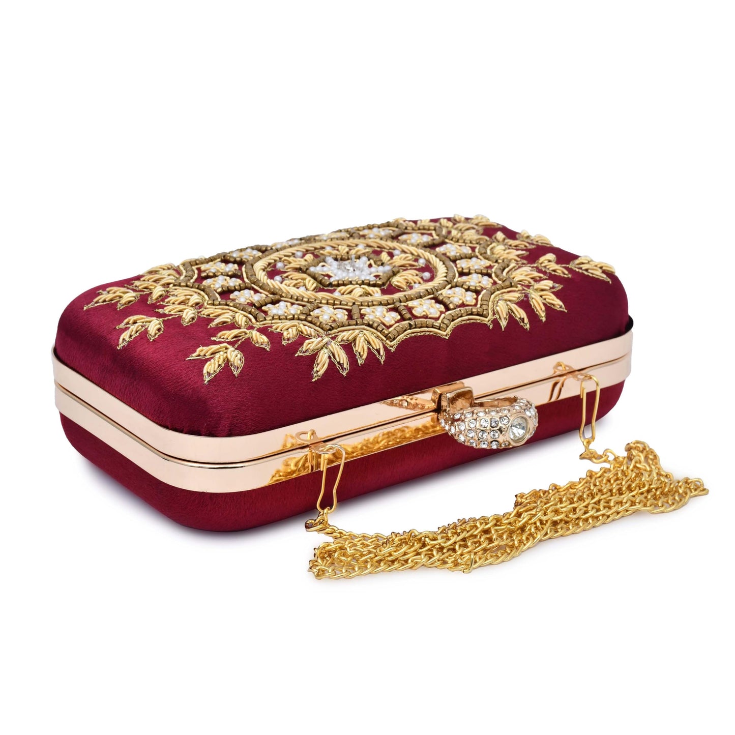 For The Beautiful You Embroidered Women's Ring Clutch (Cherry)