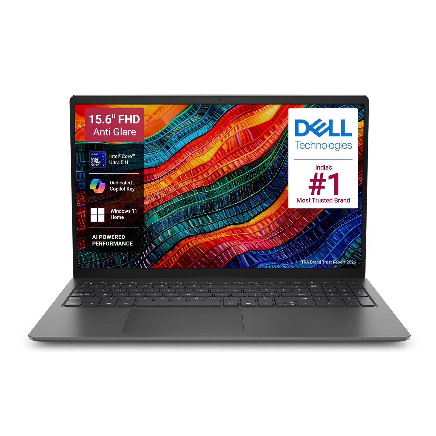 Dell 15 AI Powered Laptop, Intel Core Ultra 5 225H, 8GB DDR5 RAM, 512GB SSD, 15.6" FHD Anti-Glare Display, Intel Arc Graphics, Standard Keyboard, Dedicated Copilot Key, Black, Win11 Home + MSO H&S'24