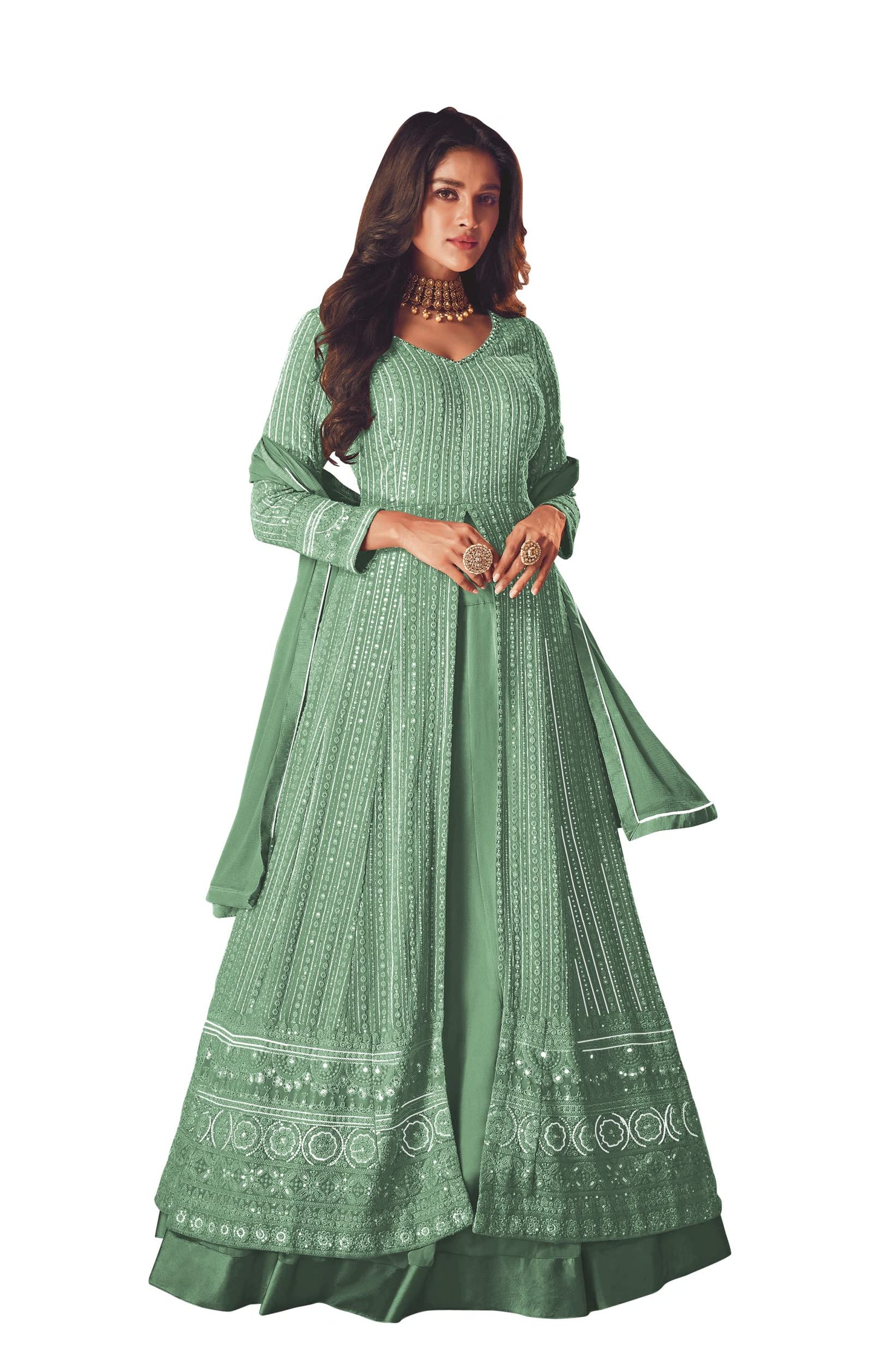 RUDRAPRAYAG Women Maxi Gown Green