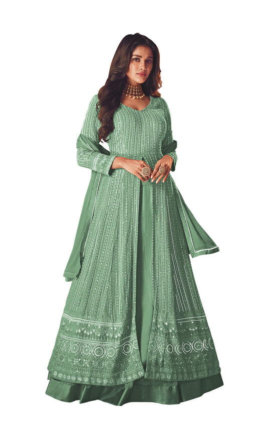RUDRAPRAYAG Women Maxi Gown Green