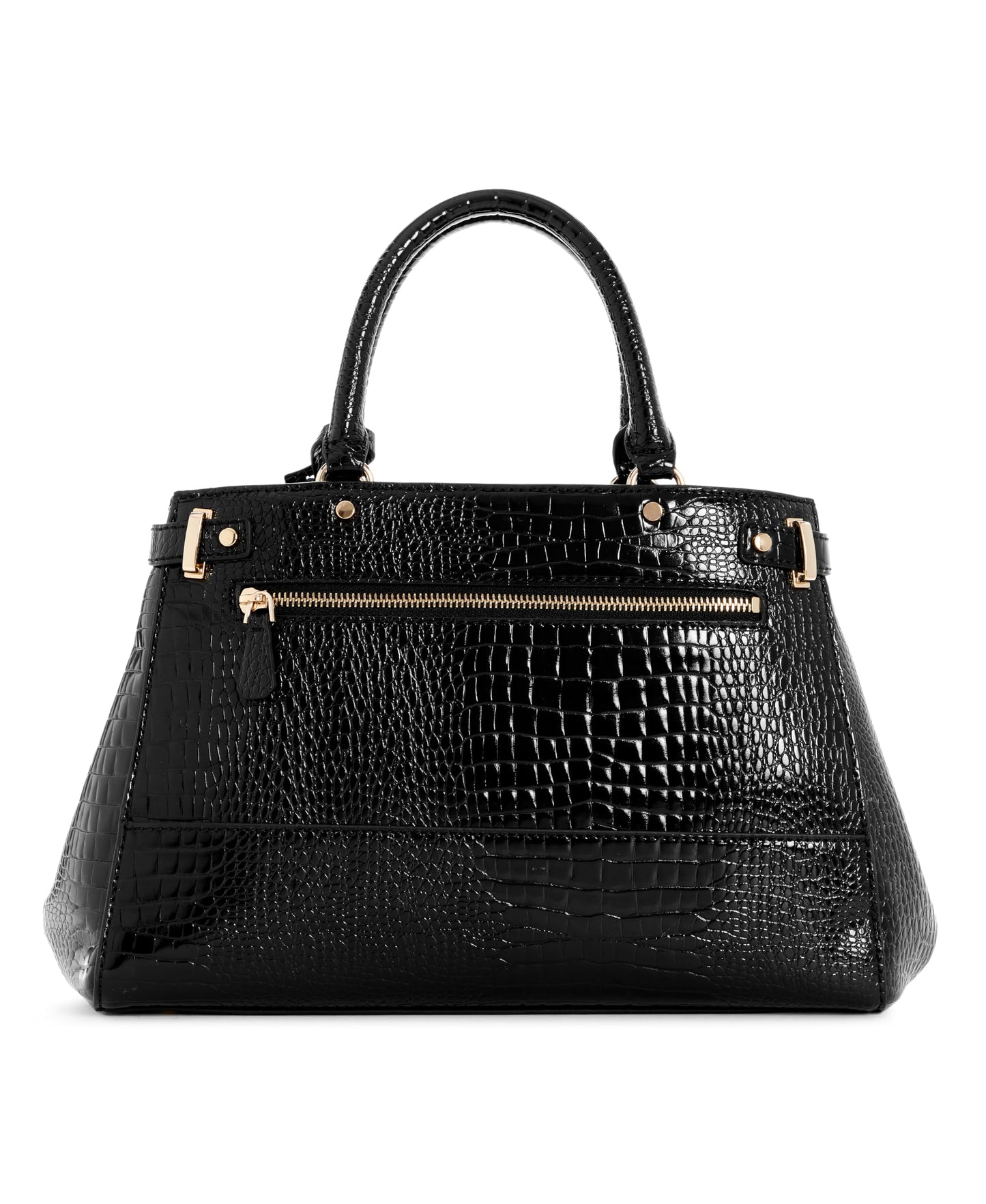 GUESS Black Solid Silvye Luxury Satchel Bag