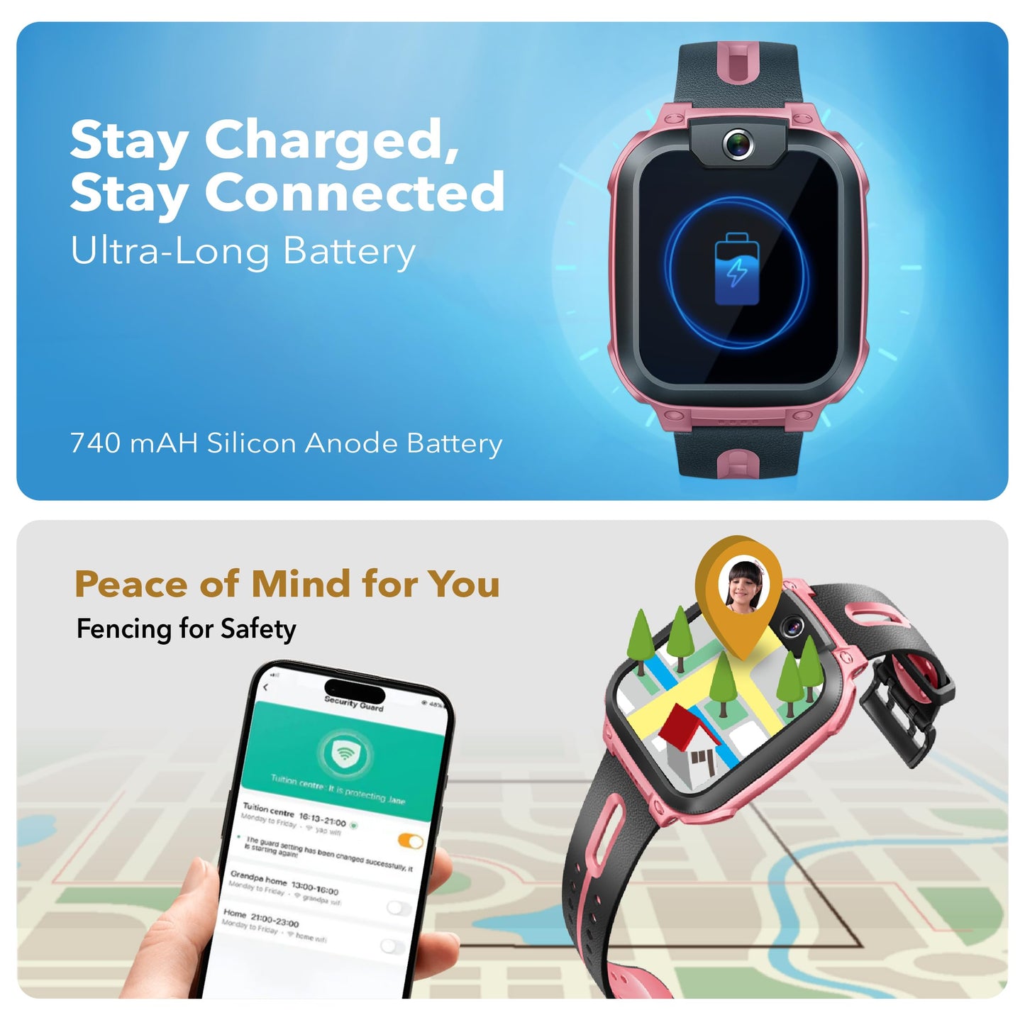 imoo Kids Phone Watch Z1 – Smart Watch with GPS Tracker, 4G Video & Voice Calls, Advanced Parental Controls, Durable Quality with IPX8 Water Resistance, SOS, for Kids (Grapefruit Red)