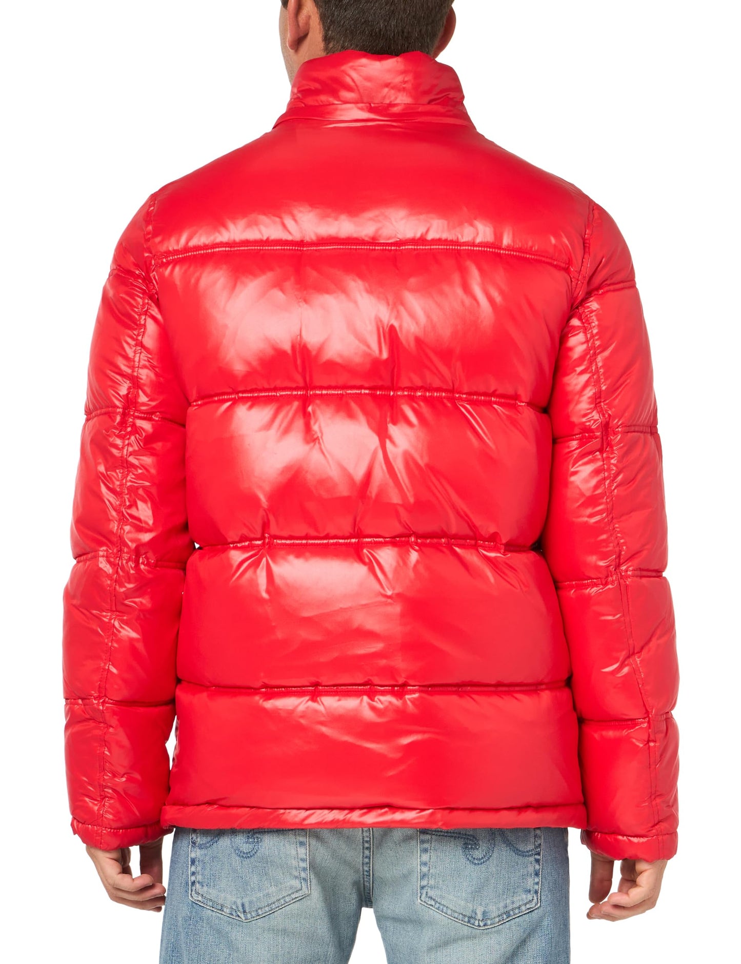 GUESS Men's Warm Rain Resistant Puffer, Red, XXL