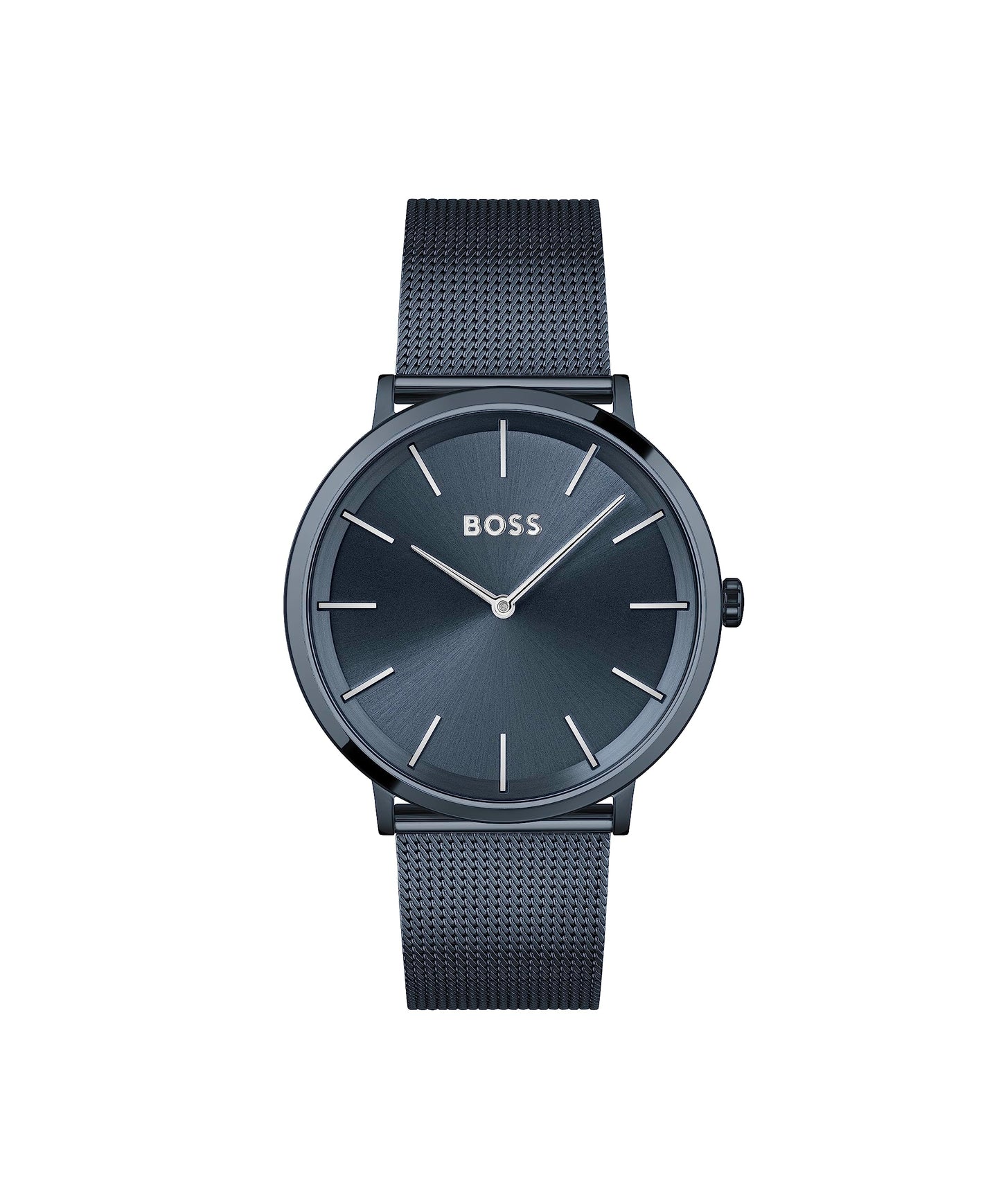 BOSS Skyliner Qtz Basic Slim Blue Round Dial Men's Watch|Ionic Plated Dark Blue Steel Material|Blue Color Band - 1513827