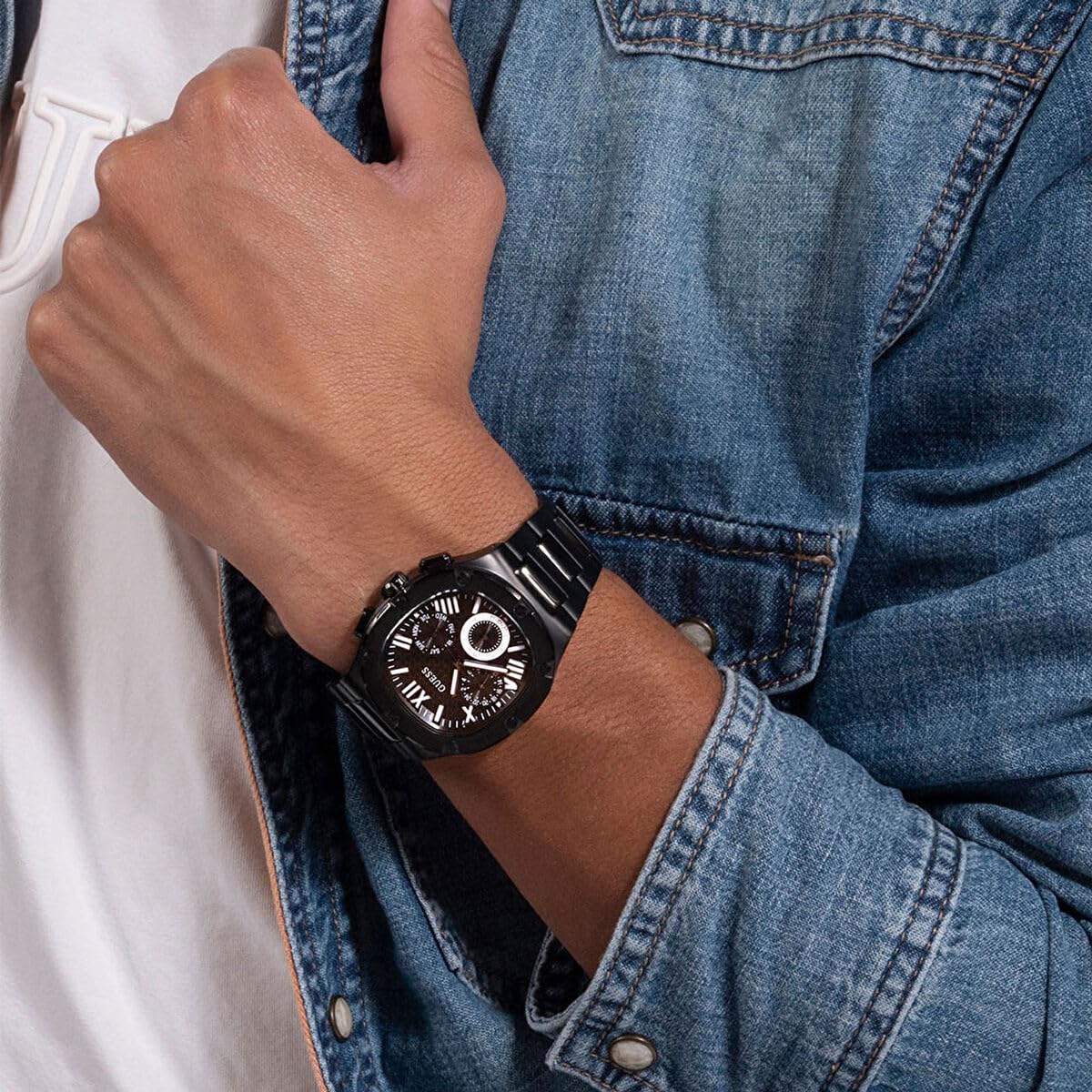 GUESS Analog Black Dial Men's Watch-GW0572G3 Stainless Steel, Black Strap