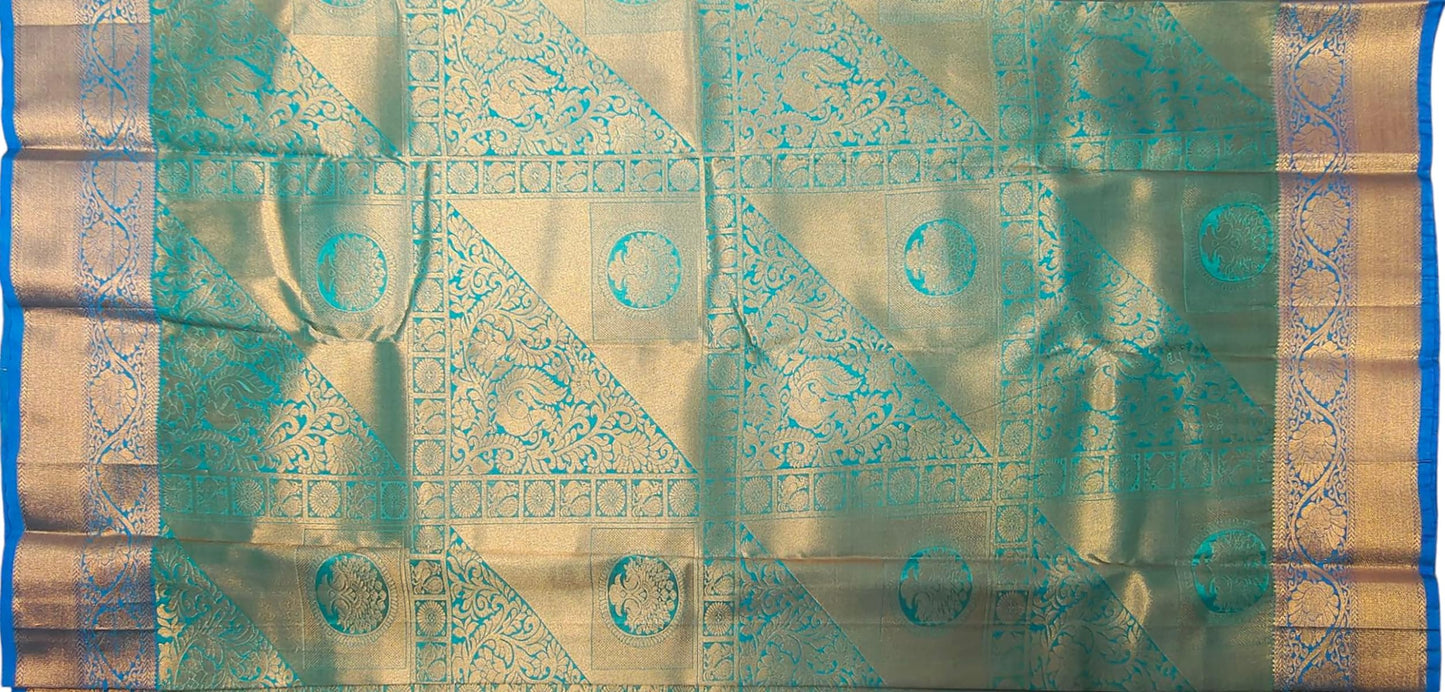 VFCollections Women's Kanchipuram Silk Pure Pattu Sarees With Blouse (112) (VFC250-1)