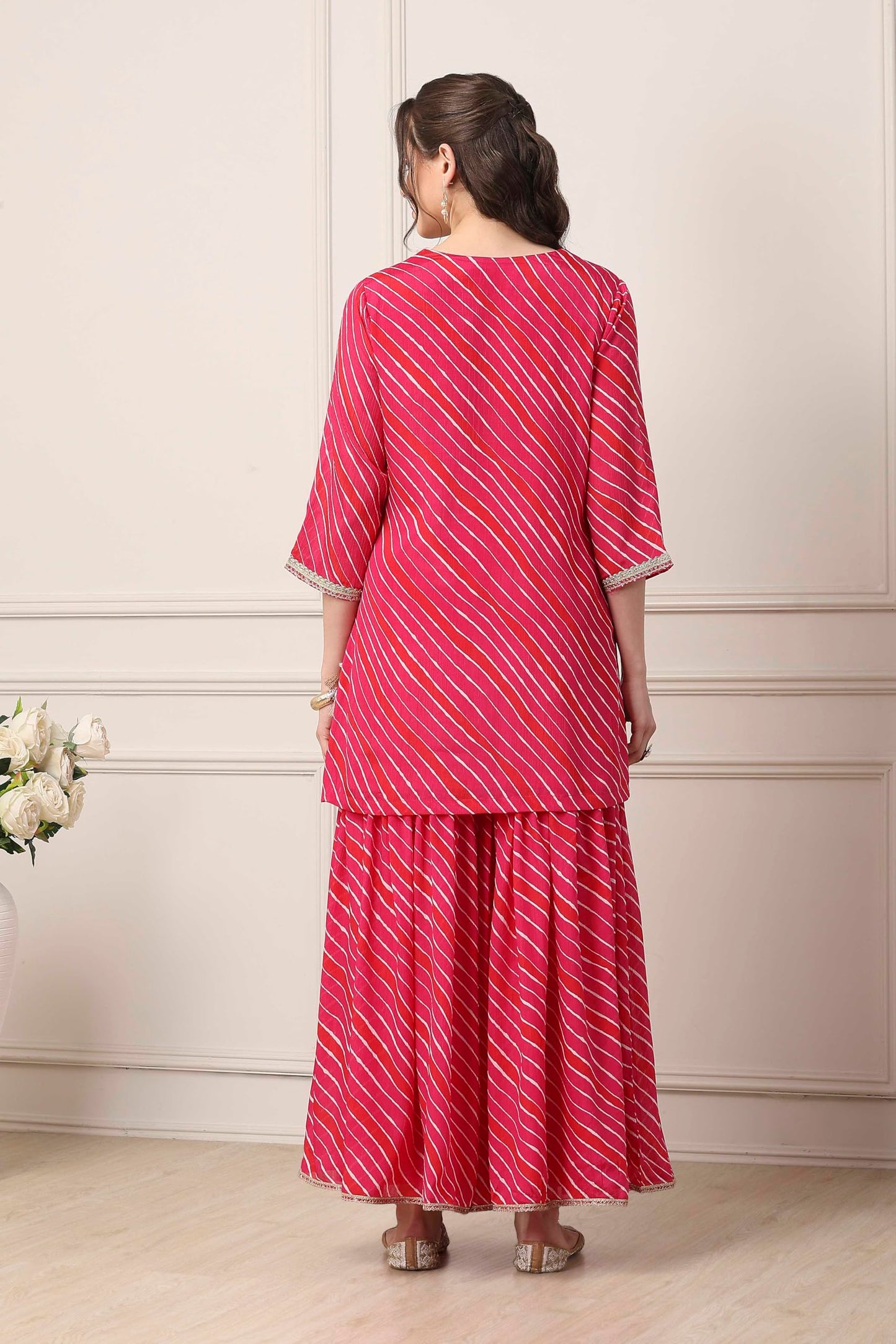 Biba Women Pink Poly Chinnon Straight Suit Set_32
