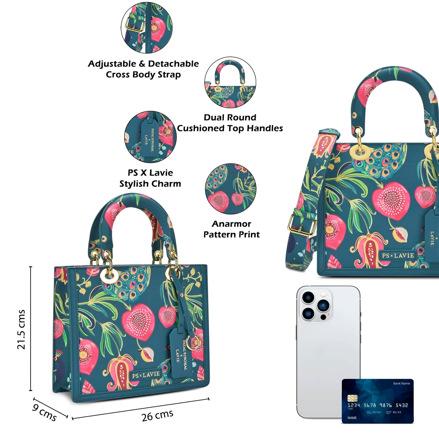 Lavie X Payal Singhal Limited Edition Women's Anarmor Small Box Satchel| Ladies Purse Handbag