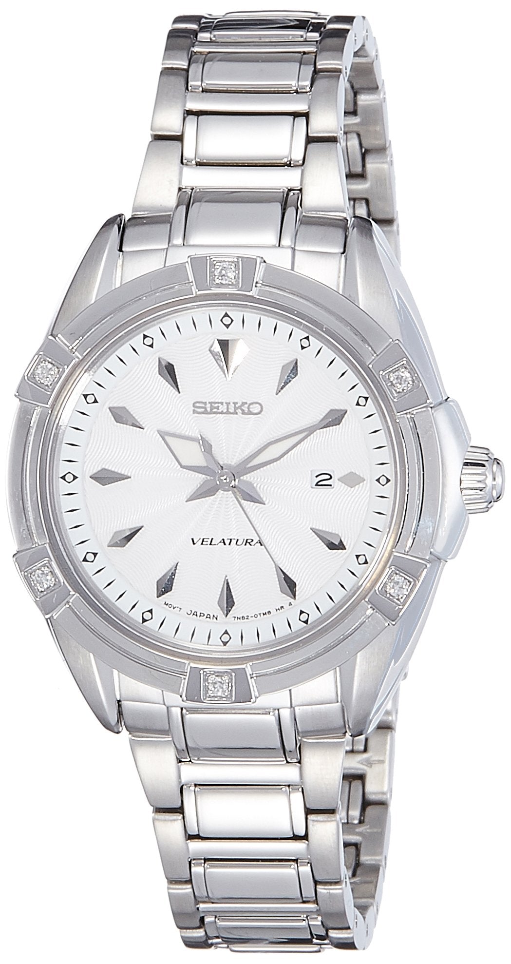 Seiko Stainless Steel Velatura Analog White Dial Women Watch-Sxdf49P1, Bandcolor-Silver