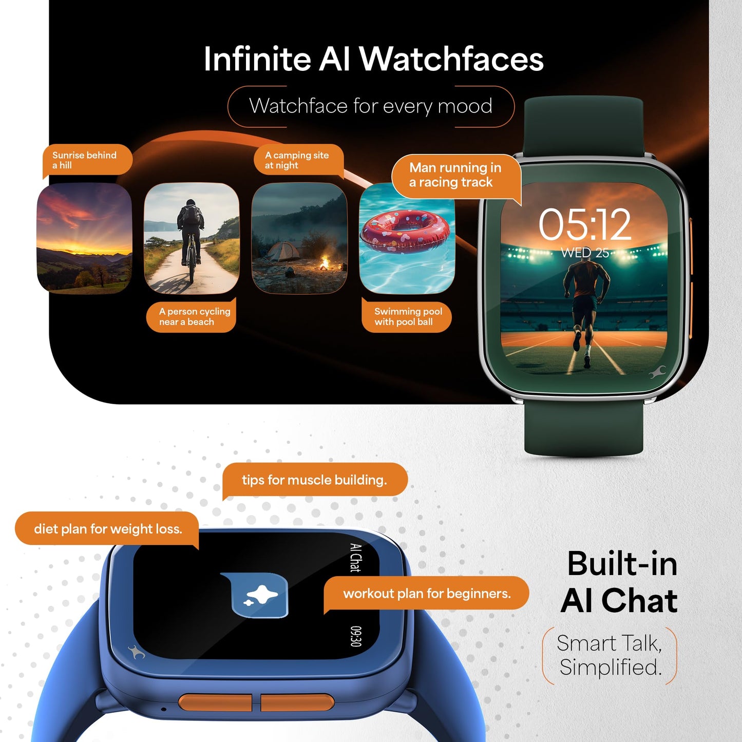 Fastrack Navstar 1.85" AMOLED Square Display Smart Watch with GPS, Offline Voice Command, AI Enabled, 100+ Sports Mode, BT Calling, IP68 Water Resistant Upto 5 Days Battery Life -Forest Green