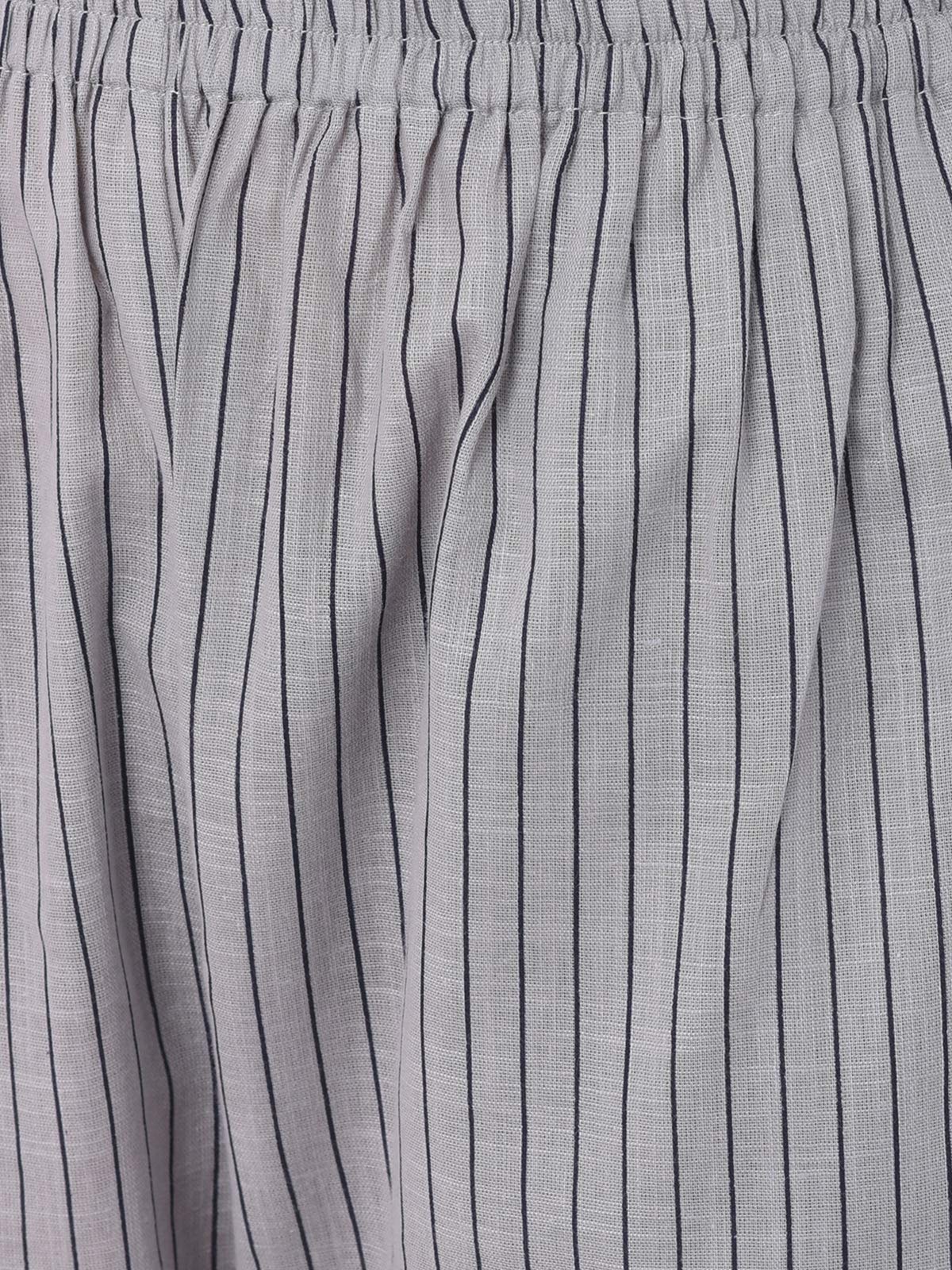 Clovia Women's Cotton Striped Ankle Length Casual Regular Shirt and Pyjama (LS0385P01XL_Grey_XL)