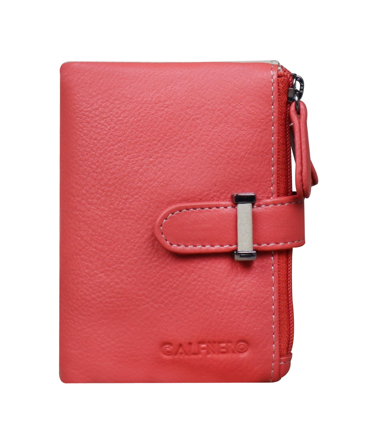 Calfnero Women's Genuine Leather Wallet-Long Purse Wallet with Multiple Card Slots, Zip Pocket and Note Compartment (Rose-Taupe)