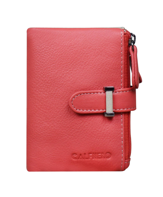Calfnero Women's Genuine Leather Wallet-Long Purse Wallet with Multiple Card Slots, Zip Pocket and Note Compartment (Rose-Taupe)