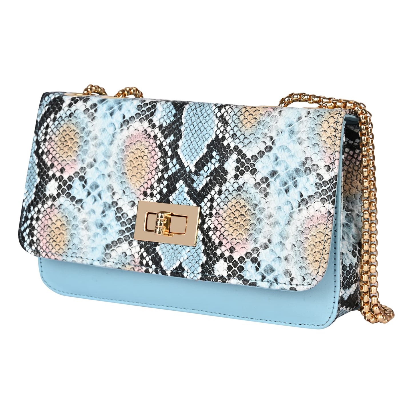 Pramadda Pure Luxury LUXE Sling Bags for Women Stylish | Ready To Go Trendy Side Crossbody Shoulder Sling Purse for Girls | Snake Print, Solids, Top Grain Texture Vegan Leather. (Snake Blue)