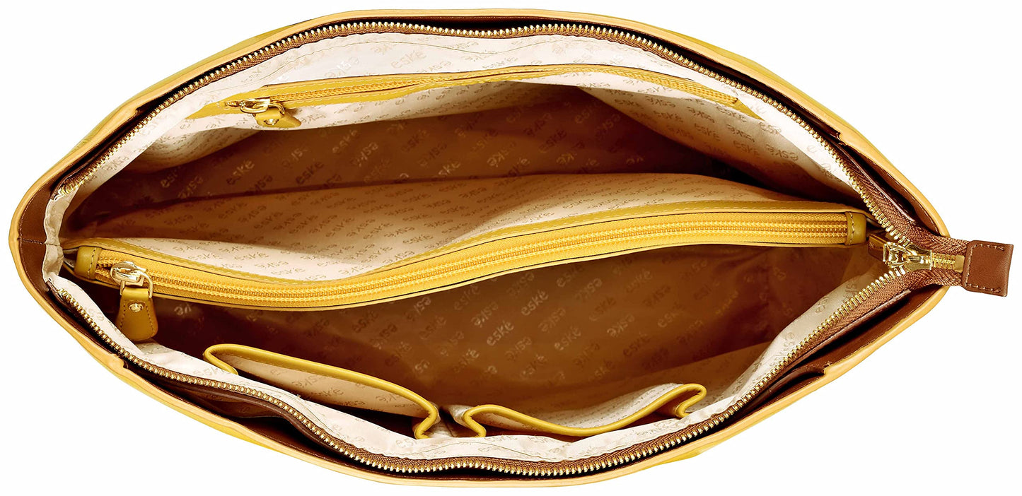 eske Vesta, the Leather Tote Bag for Women | Large Shoulder Handbag with 3 Compartments | Zip & Slip Pockets | Long Handle Drop | Work & Travel Friendly | Elegant Everyday Carryall