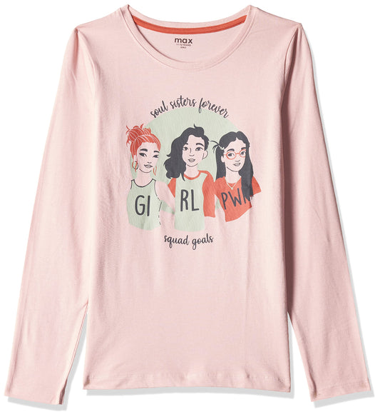 Max Girl's Regular Fit T-Shirt (W22EBT24_Peach Apricot