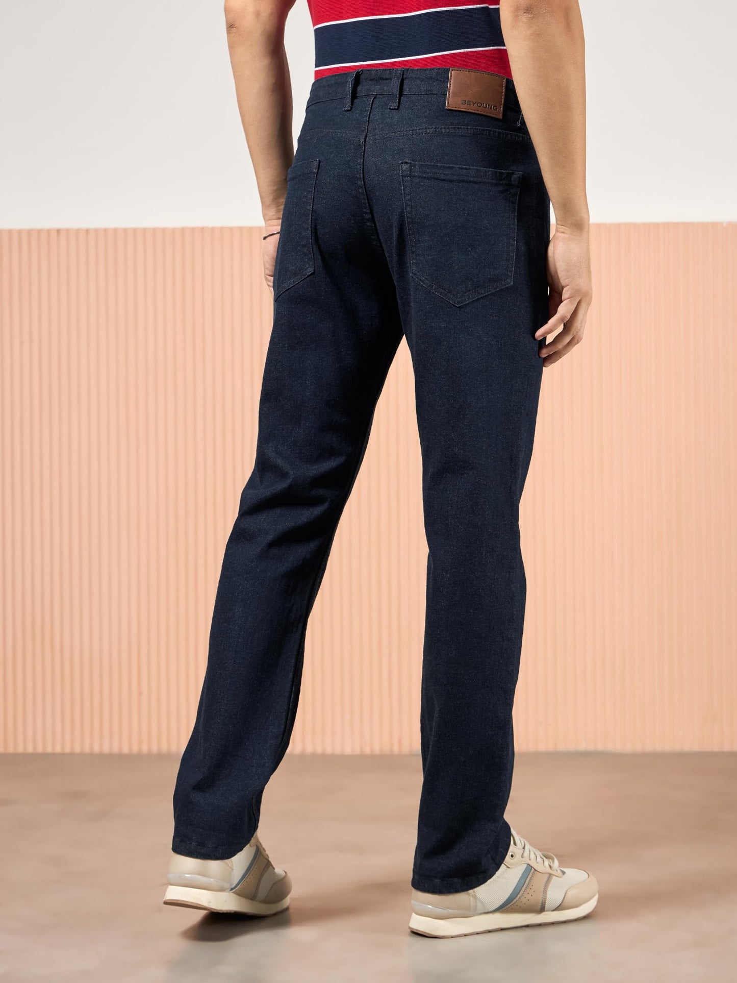 BYNG Cotton Lycra Regular Fit Jeans for Men - Dark Navy Blue | Mid-Rise Jeans for Men | 5 Pocket Design | Stretchable Fabric