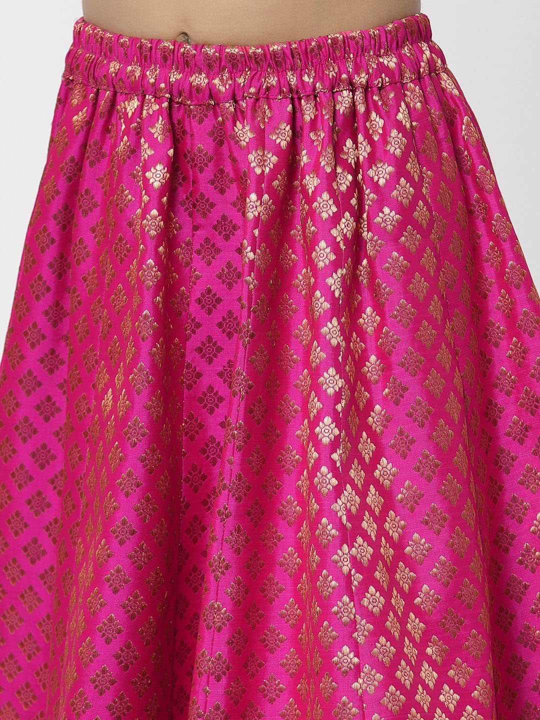 studio rasa Girls Brocade Festive Kalidaar Kids Skirt for Party Wedding (GSC12203/3-4_Pink)